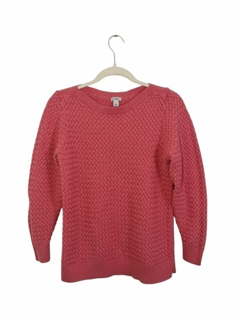 L.L. Bean Women's Rose Textured Crewneck Sweater 100% Cotton